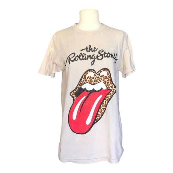 The Rolling Stones Tongue Leopard Lips T Shirt Short Sleeve Women's Size Small - Picture 2 of 7